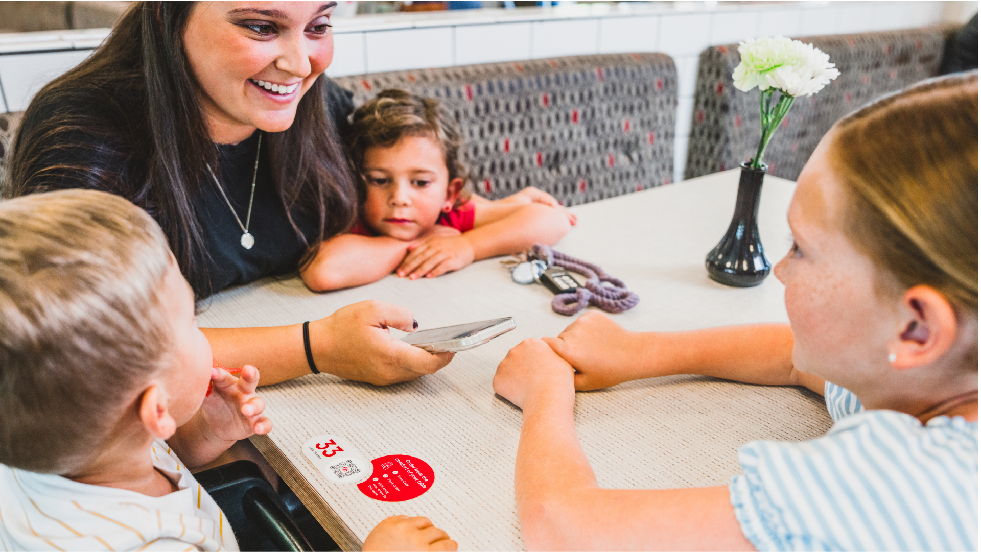 Family dining in at Chick-fil-A